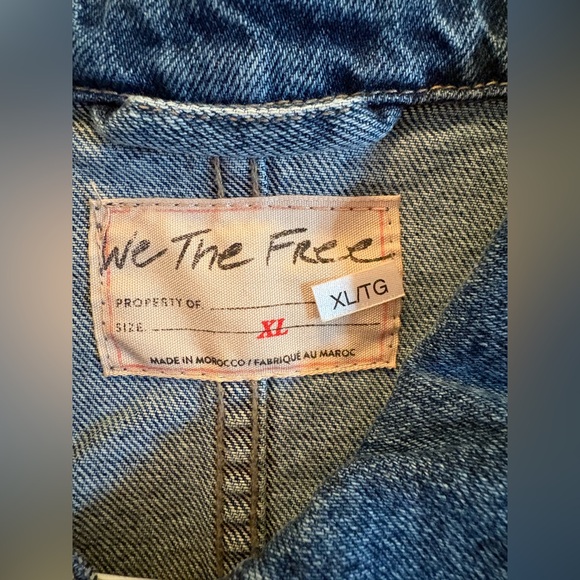 Free People We The Free Jade Denim Jacket High Dive Cotton Button Front XL - Picture 6 of 16